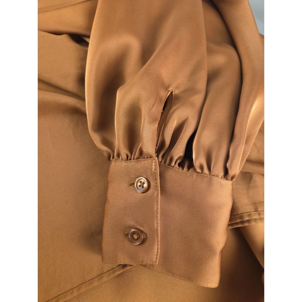 Worthington Sz XL Caramel Brown Long Sleeve Dress Wrap Silhouette Lined - Picture 5 of 9